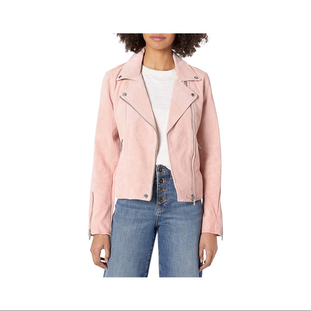 Blush Real Suede Moto Jacket